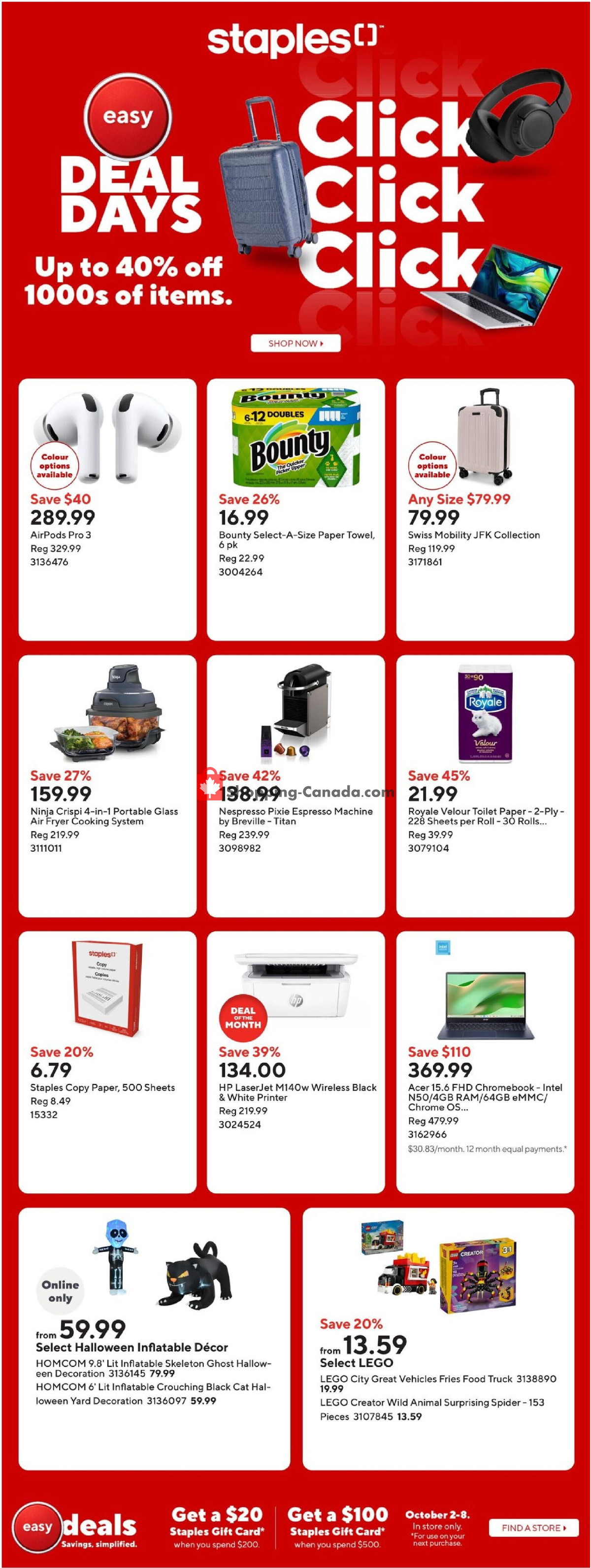 Staples flyer from Friday October 2, 2026 to Thursday October 8, 2026 - page 1