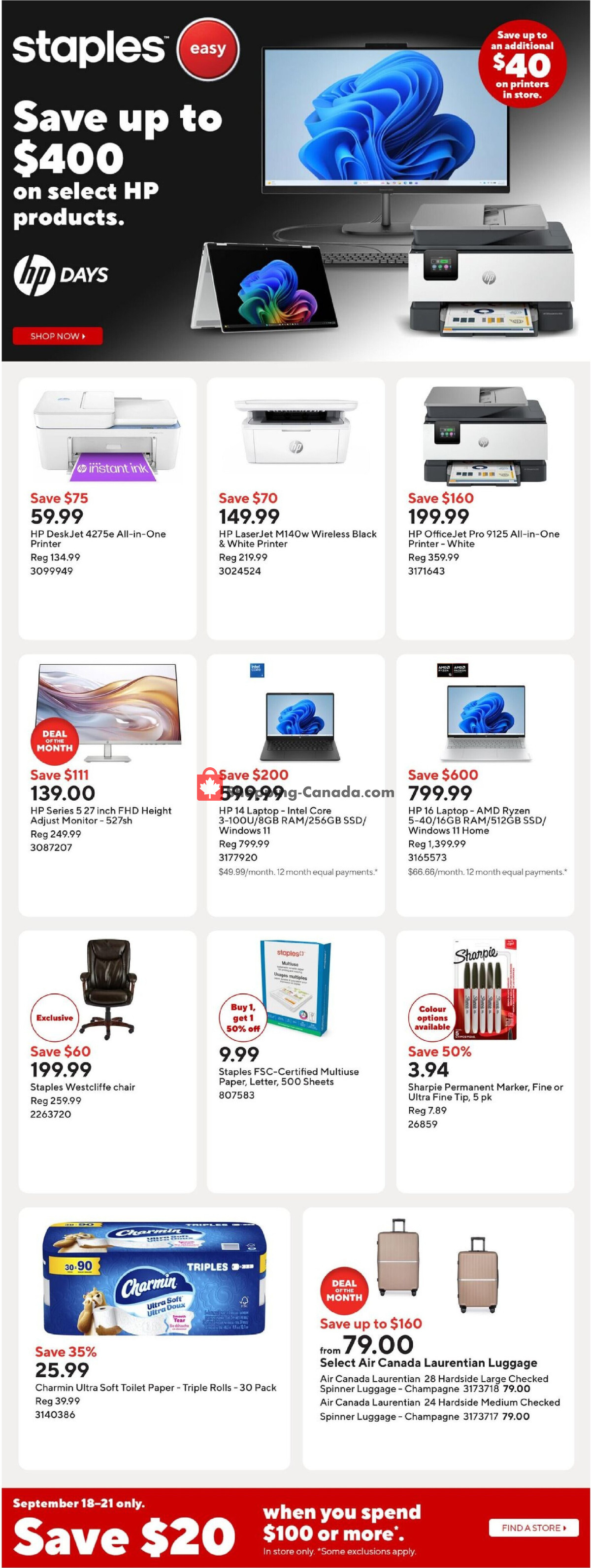 Staples flyer from Friday September 18, 2026 to Thursday September 24, 2026 - page 1
