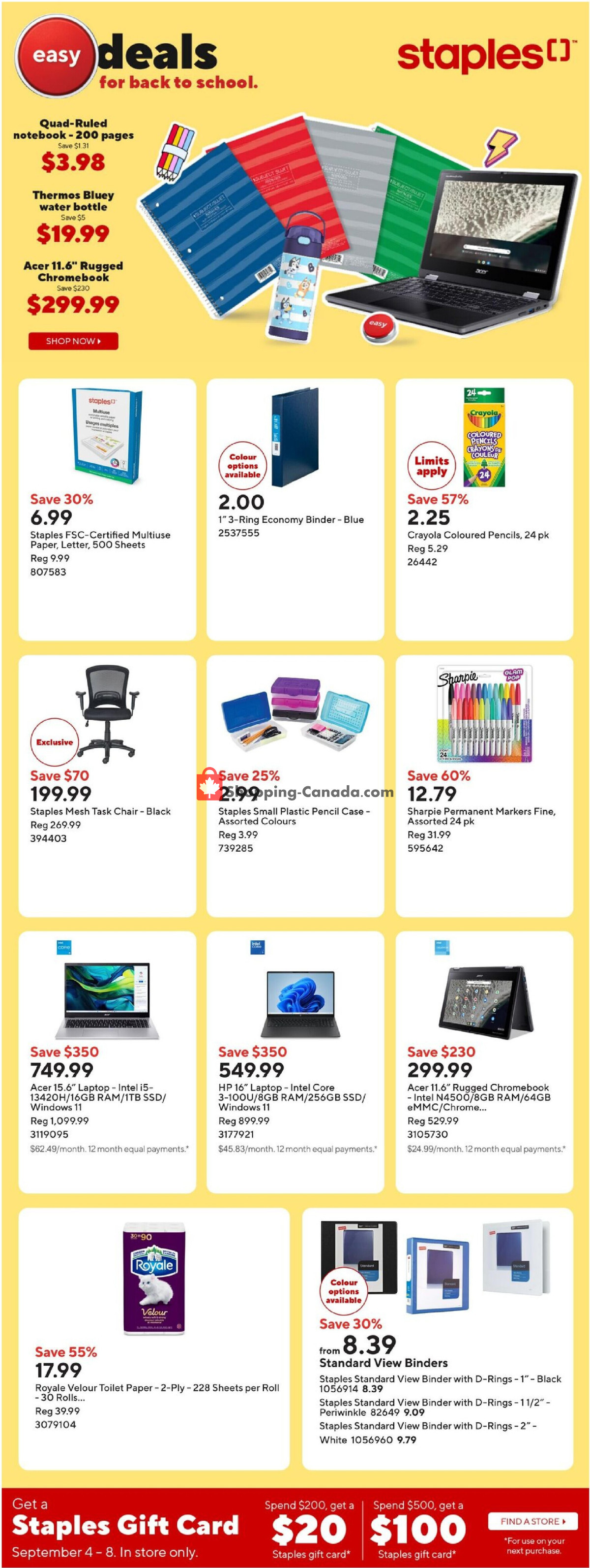 Staples flyer from Friday September 4, 2026 to Thursday September 10, 2026 - page 1