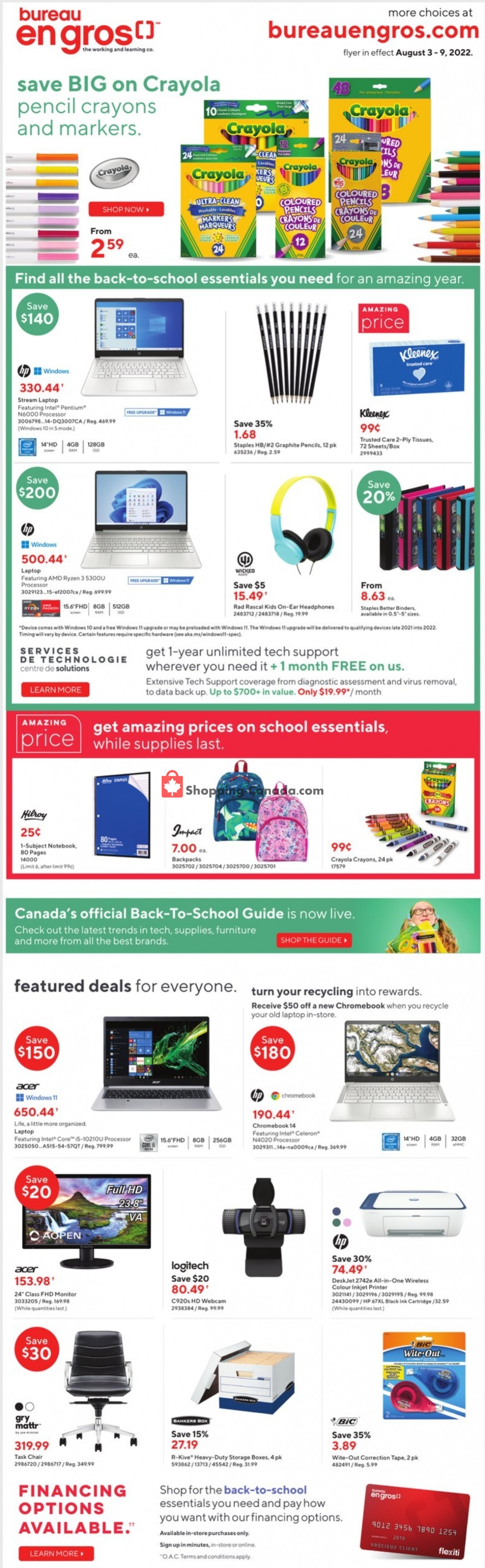 Staples flyer from Wednesday August 3, 2022 to Tuesday August 9, 2022 - page 1