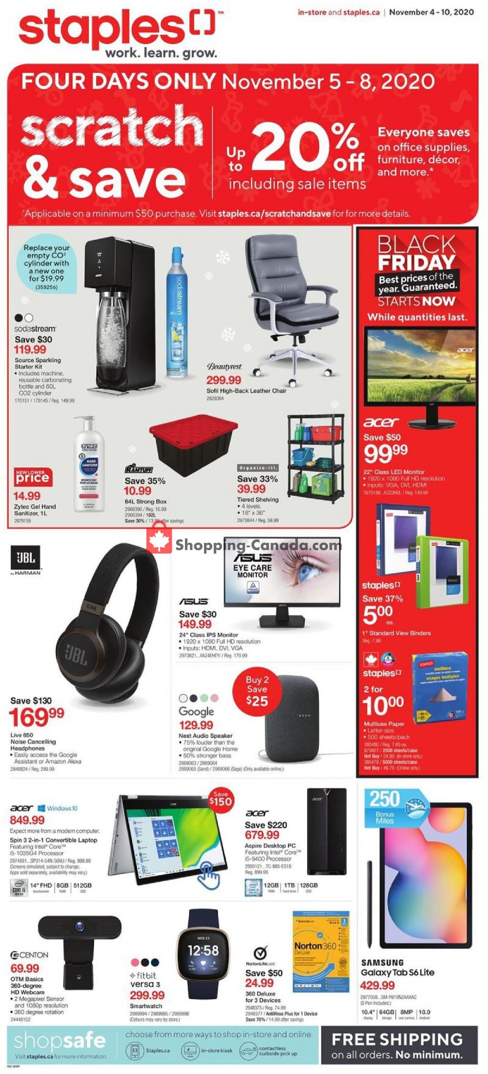 Staples Canada, flyer (Scratch And Save ON) November 4 November
