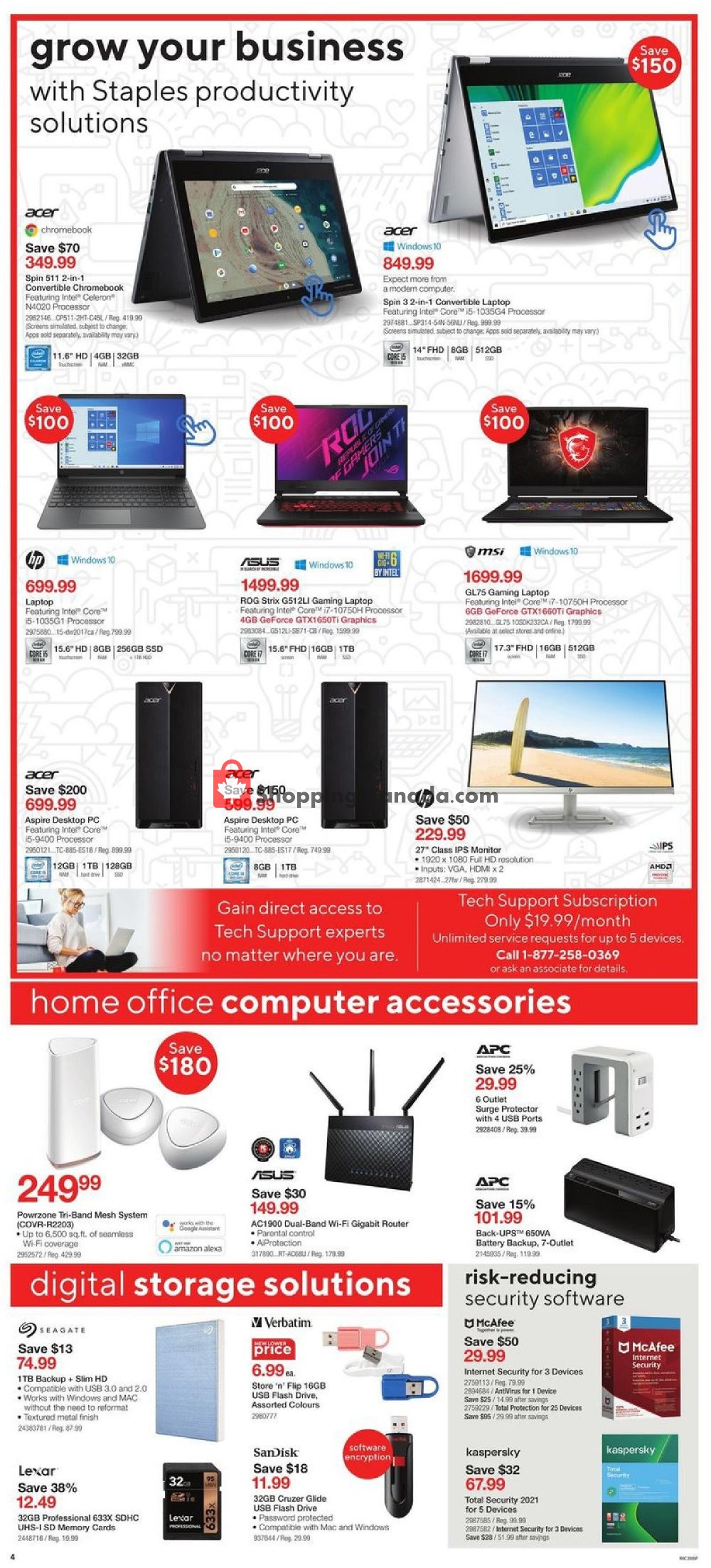 Staples Canada, flyer (Small Business Event West) September 30 October 6, 2020 Shopping