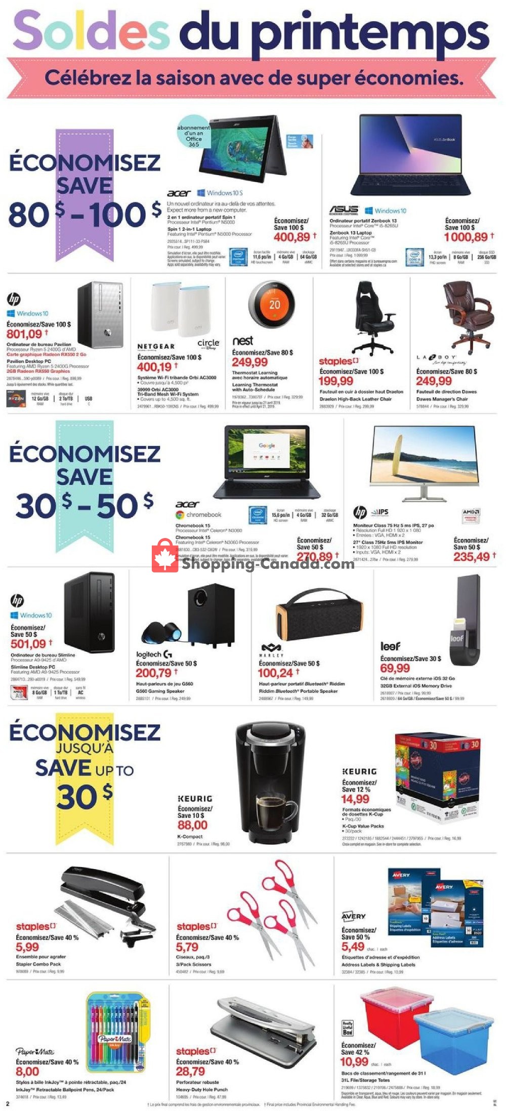Staples flyer from Wednesday April 17, 2019 to Tuesday April 23, 2019 - page 2