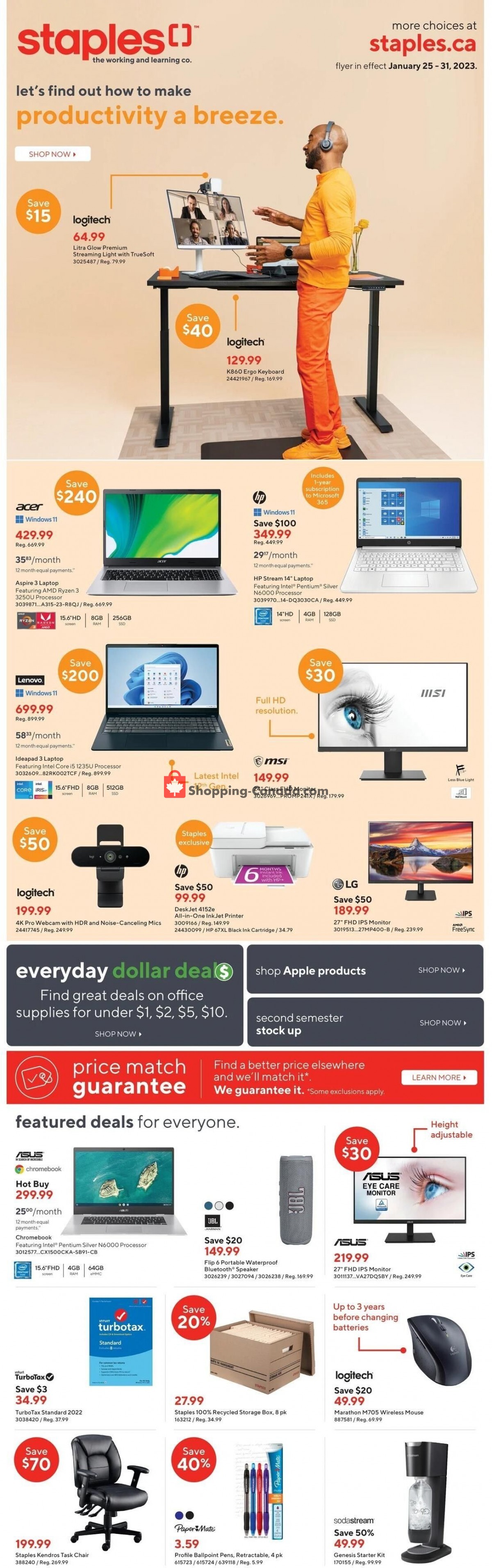 Staples flyer from Wednesday January 25, 2023 to Tuesday January 31, 2023 - page 1