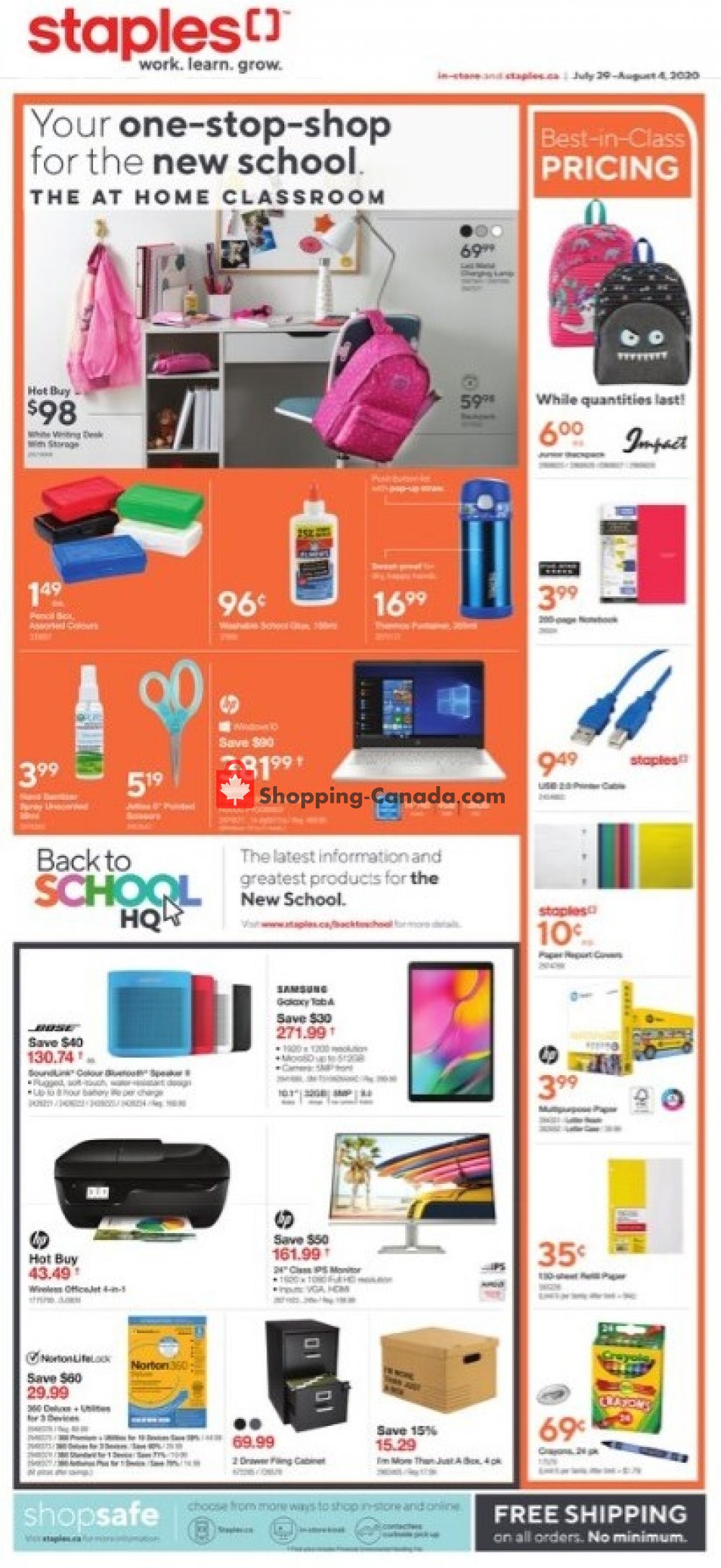 Staples flyer from Wednesday July 29, 2020 to Tuesday August 4, 2020 - page 1