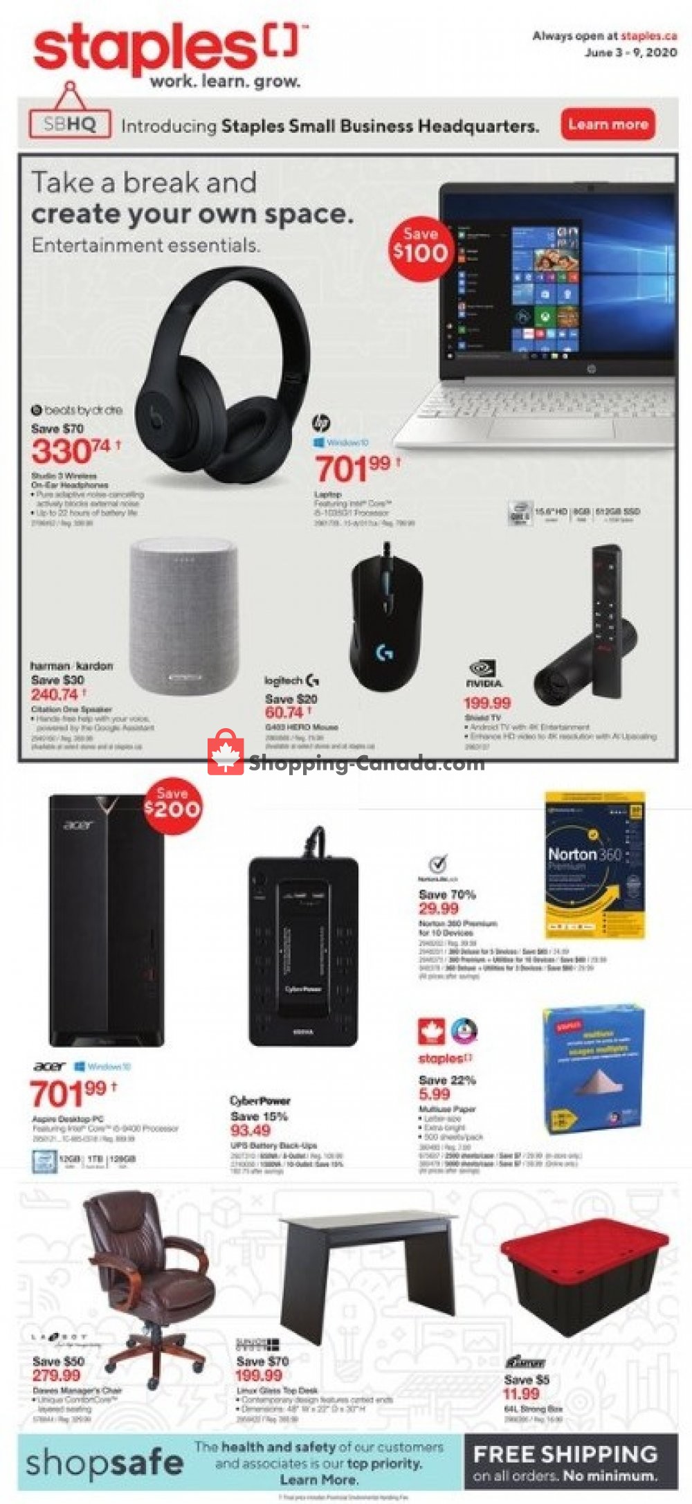 Staples flyer from Wednesday June 3, 2020 to Tuesday June 9, 2020 - page 1