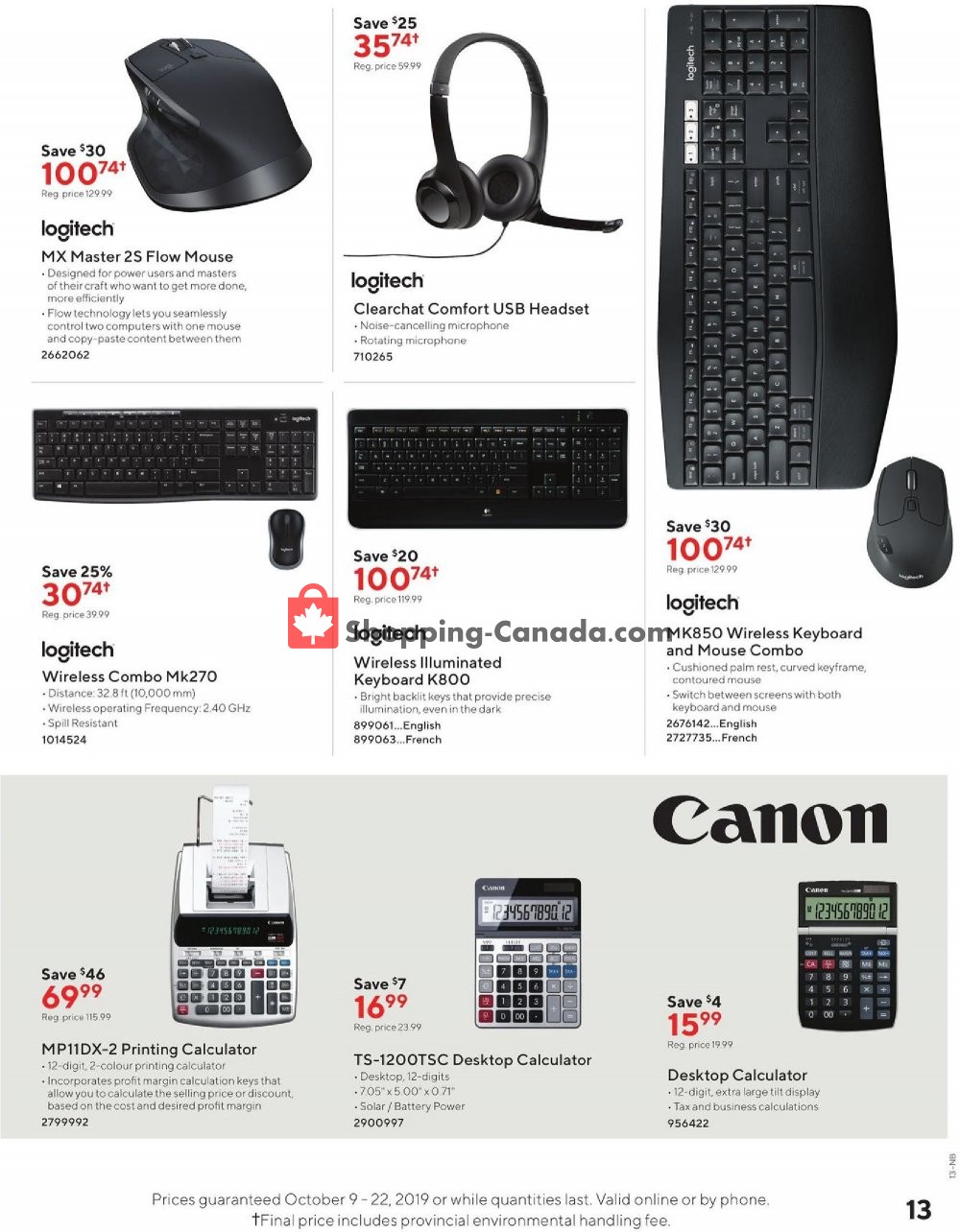 Staples flyer from Wednesday October 9, 2019 to Tuesday October 22, 2019 - page 13