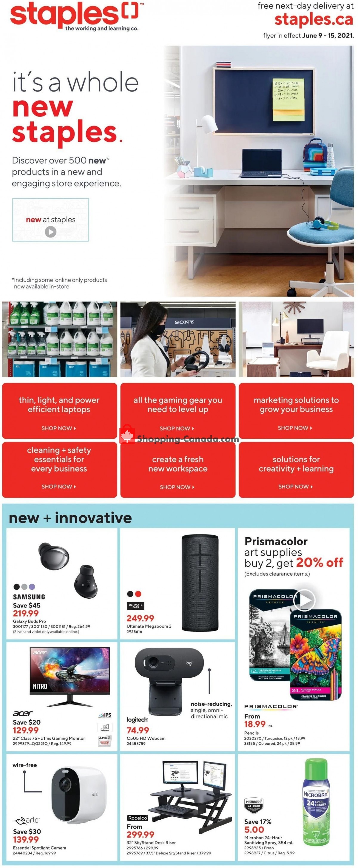 Staples flyer from Wednesday June 9, 2021 to Tuesday June 15, 2021 - page 1