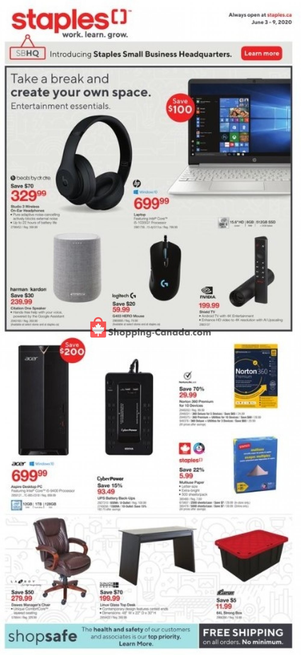 Staples flyer from Wednesday June 3, 2020 to Tuesday June 9, 2020 - page 1