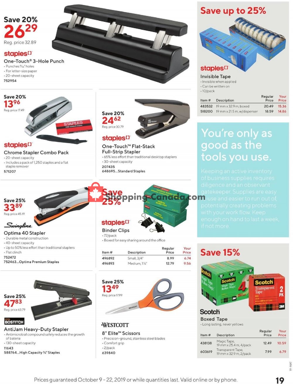 Staples flyer from Wednesday October 9, 2019 to Tuesday October 22, 2019 - page 19