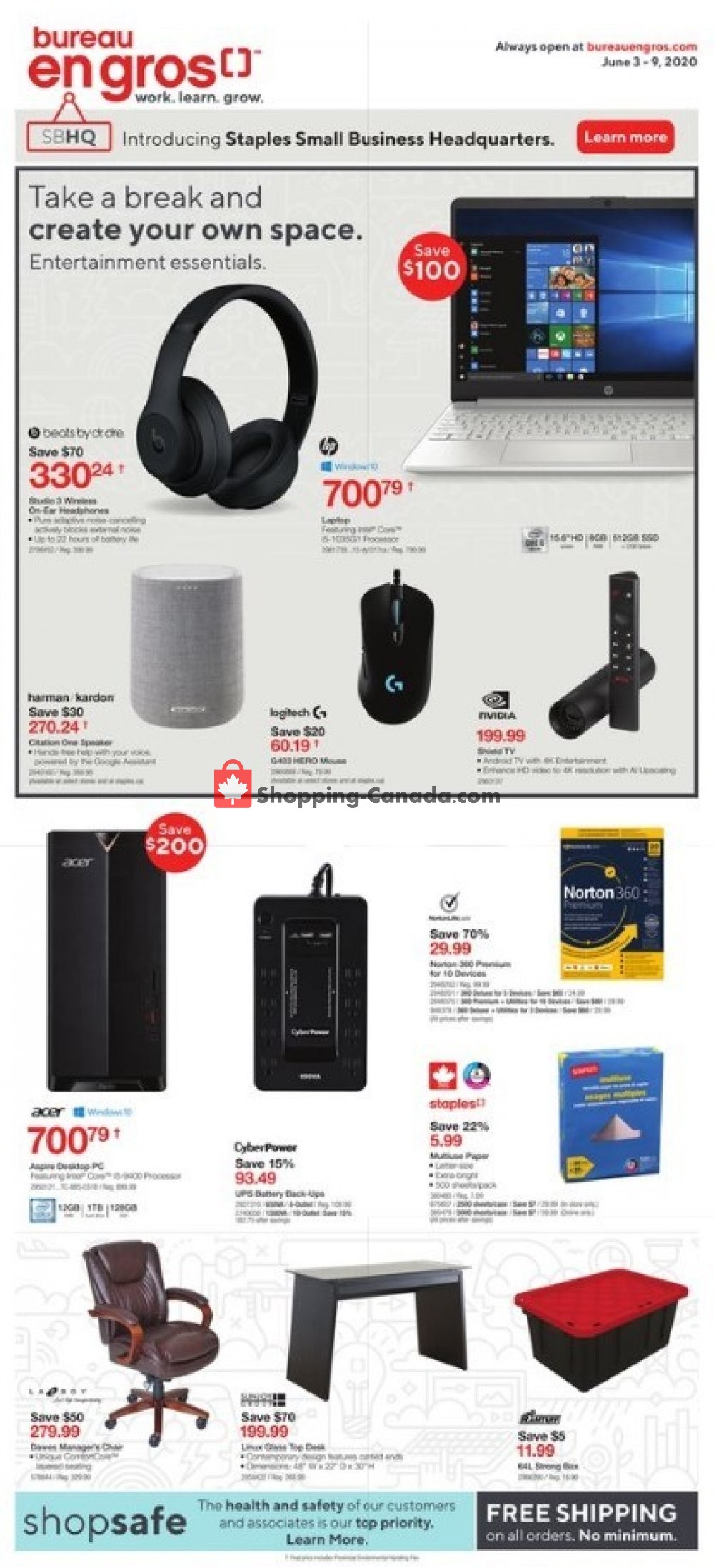 Staples flyer from Wednesday June 3, 2020 to Tuesday June 9, 2020 - page 1