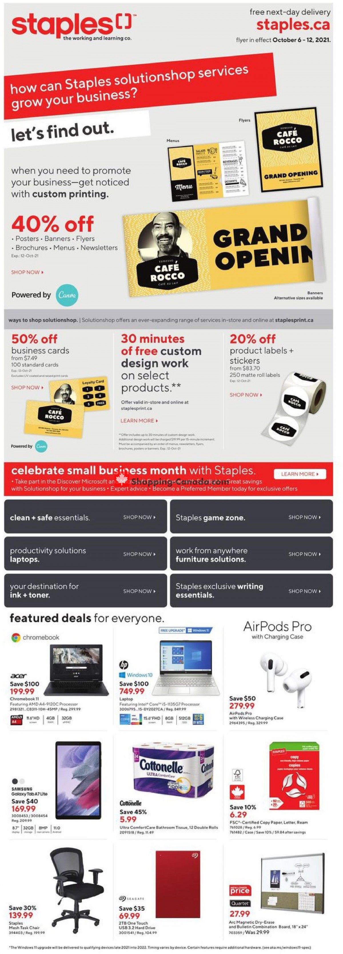 Staples flyer from Wednesday October 6, 2021 to Tuesday October 12, 2021 - page 1