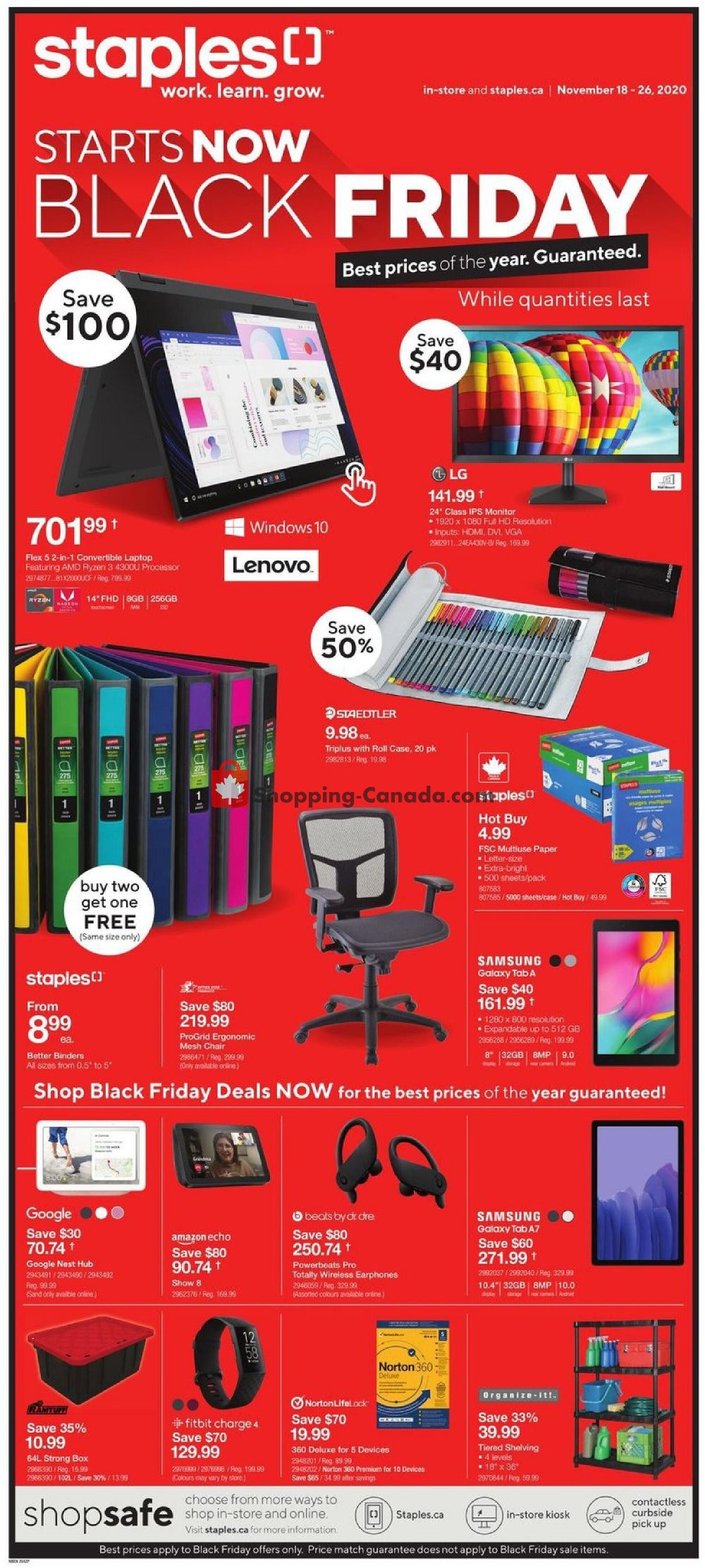 Staples Canada, flyer (Starts Now Black Friday Atlantic) November