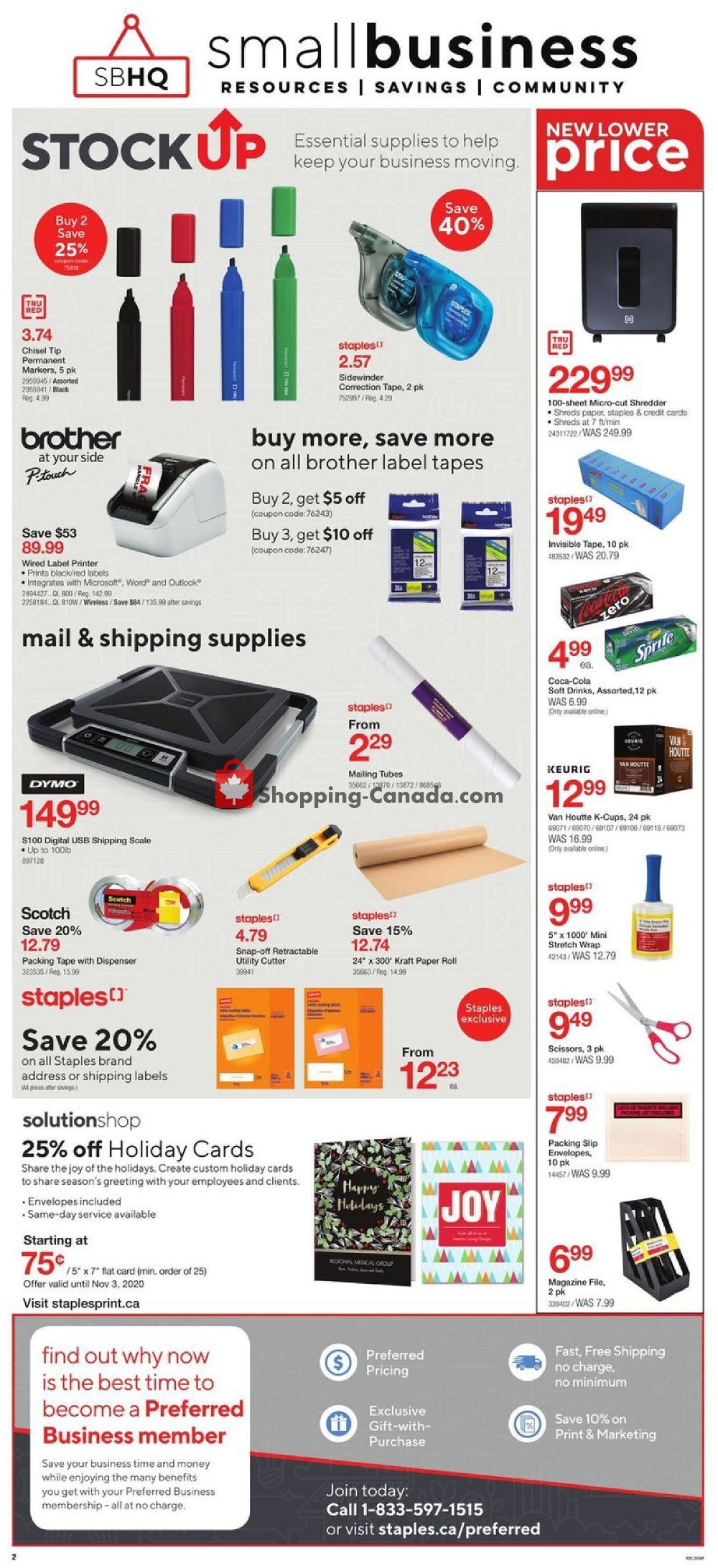 Staples Canada, flyer (Stock Up ON) October 28 November 3, 2020