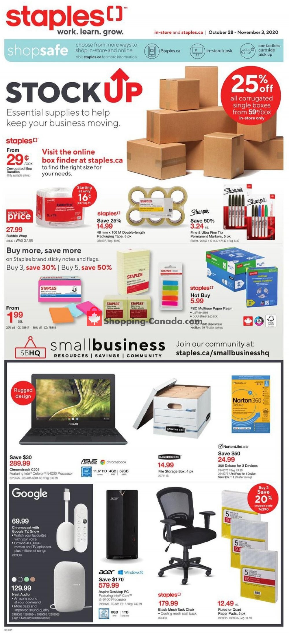 Staples Canada, flyer (Stock Up West) October 28 November 3