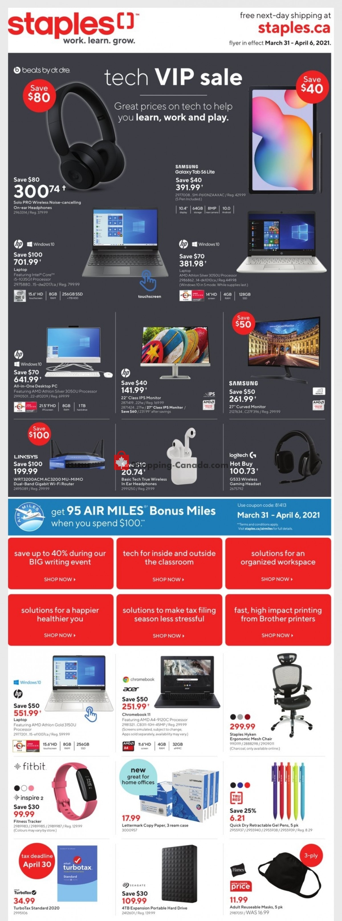 Staples flyer from Wednesday March 31, 2021 to Tuesday April 6, 2021 - page 1