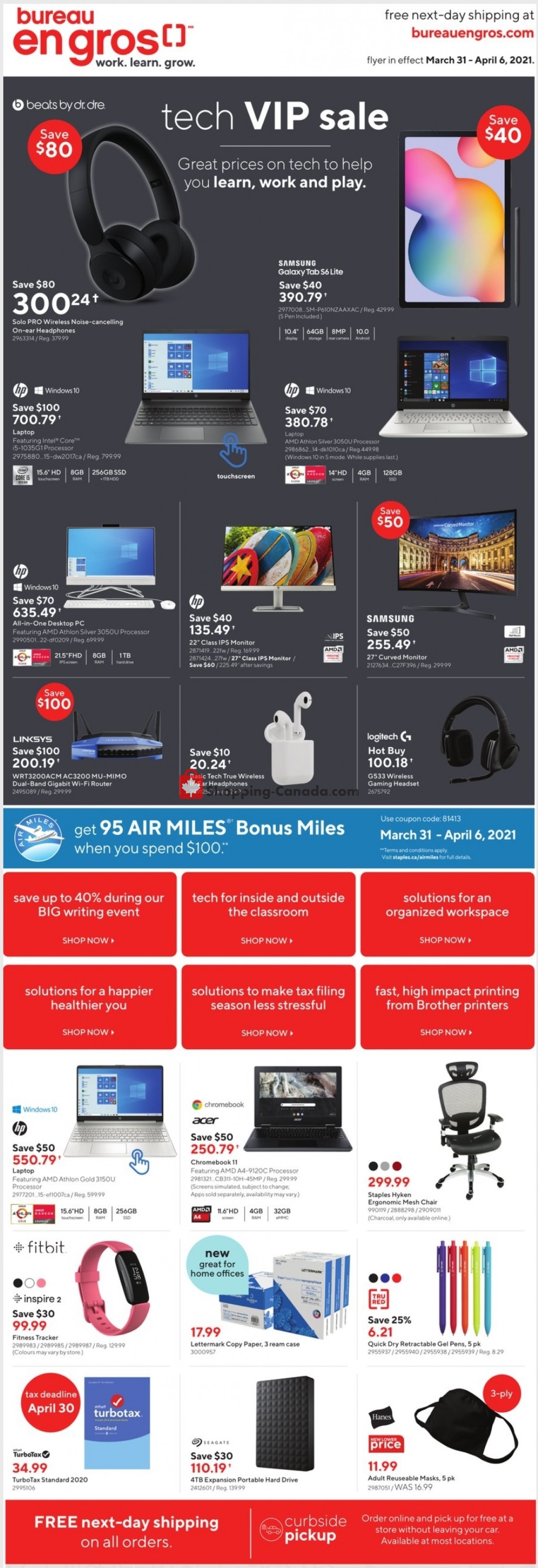 Staples flyer from Wednesday March 31, 2021 to Tuesday April 6, 2021 - page 1