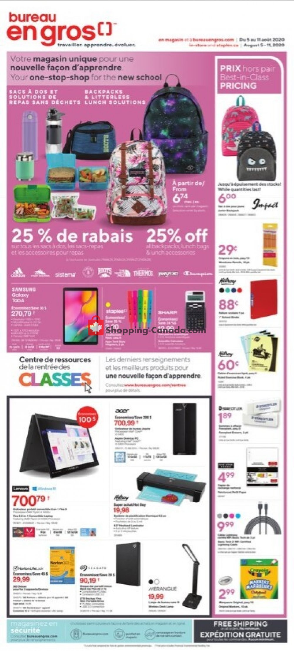 Staples flyer from Wednesday August 5, 2020 to Tuesday August 11, 2020 - page 1