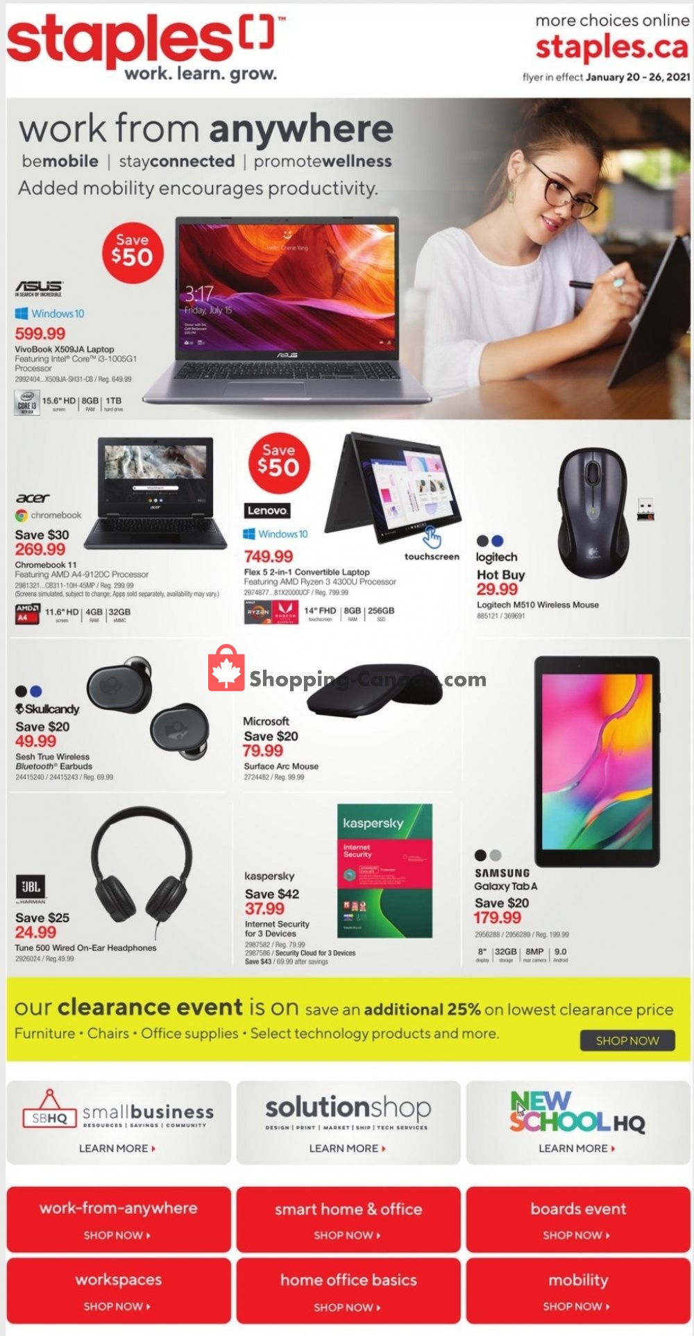Staples flyer from Wednesday January 20, 2021 to Tuesday January 26, 2021 - page 1