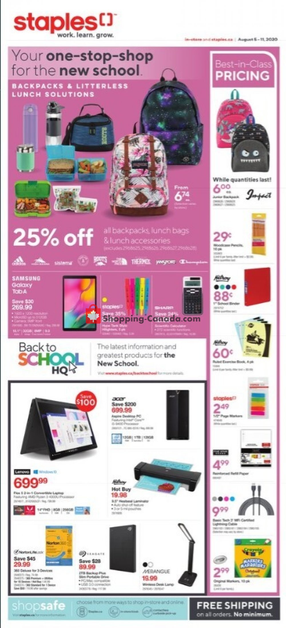 Staples flyer from Wednesday August 5, 2020 to Tuesday August 11, 2020 - page 1