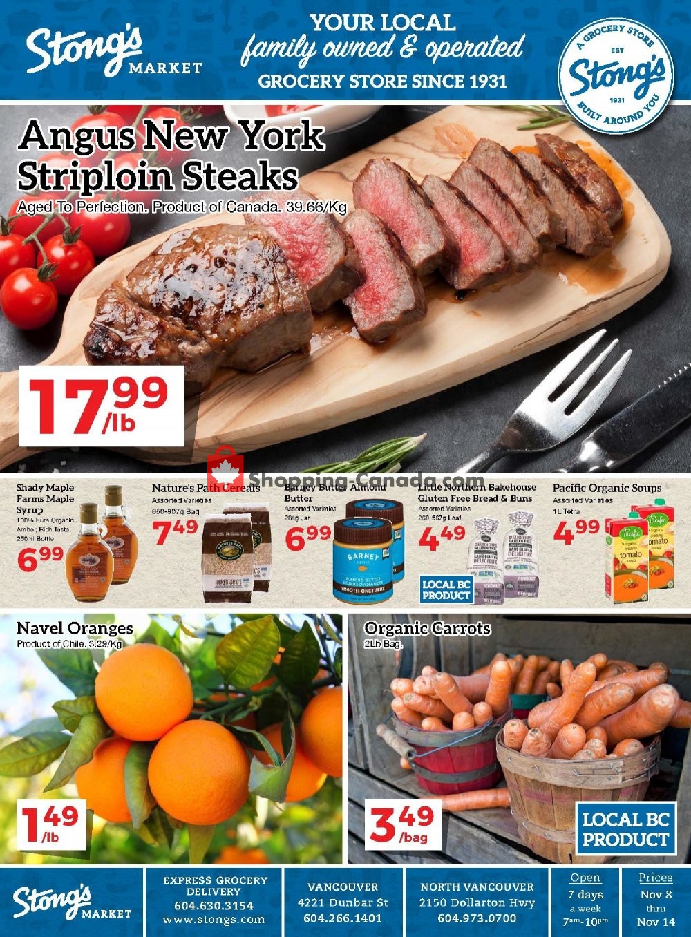 Stong's Market flyer from Friday November 8, 2019 to Thursday November 14, 2019 - page 1