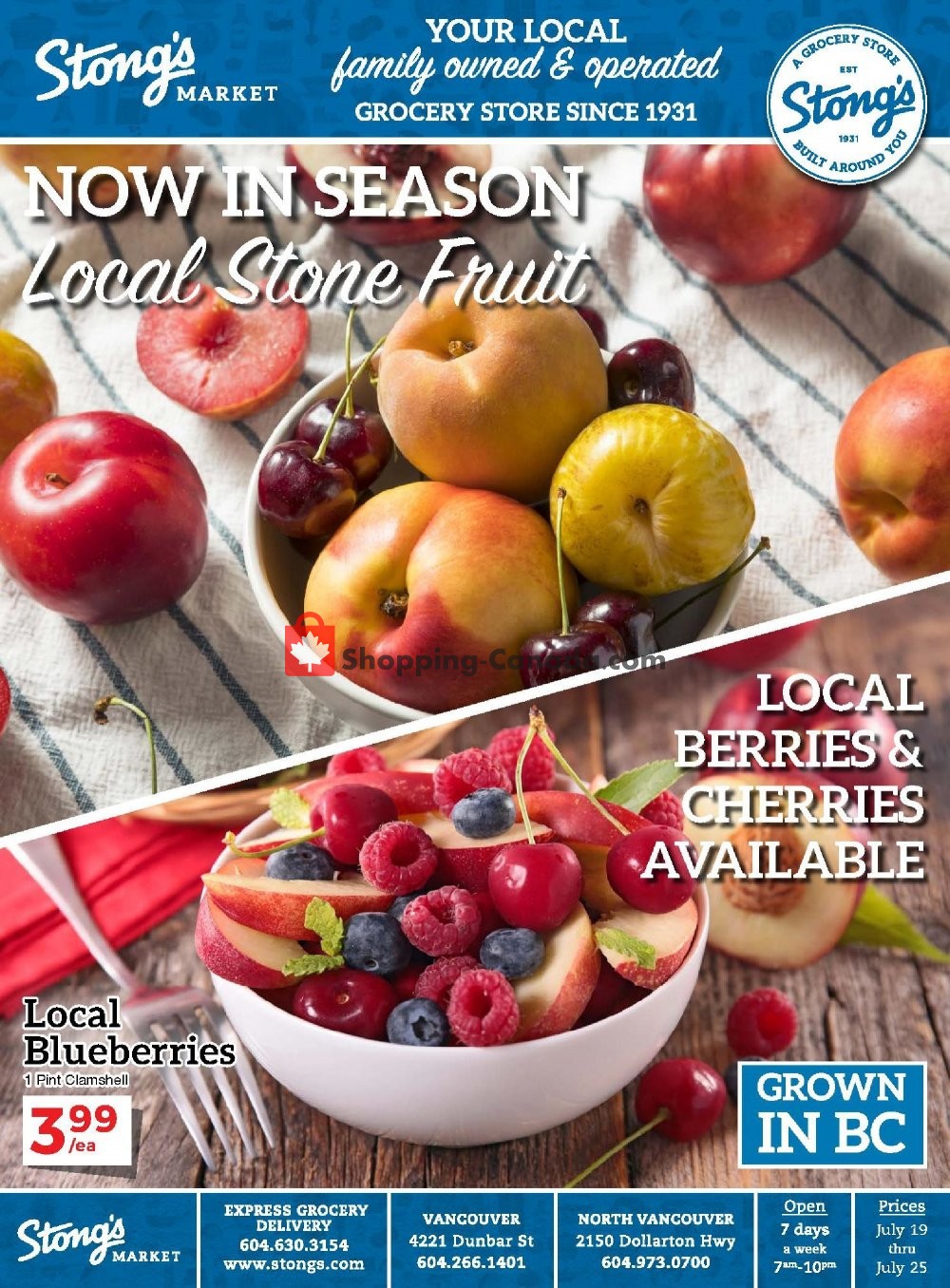 Stong's Market flyer from Friday July 19, 2019 to Thursday July 25, 2019 - page 1