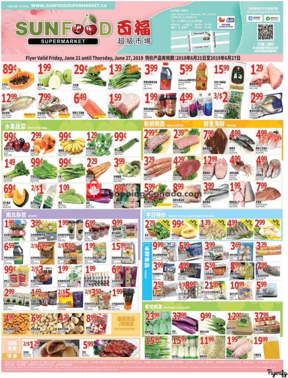 Sunfood Supermarket flyer from Friday June 21, 2019 to Thursday June 27, 2019 - page 1