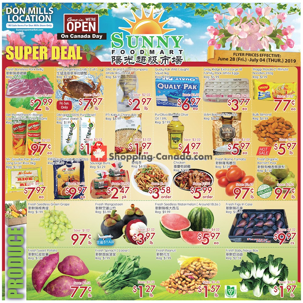 Sunny Foodmart flyer from Friday June 28, 2019 to Thursday July 4, 2019 - page 1