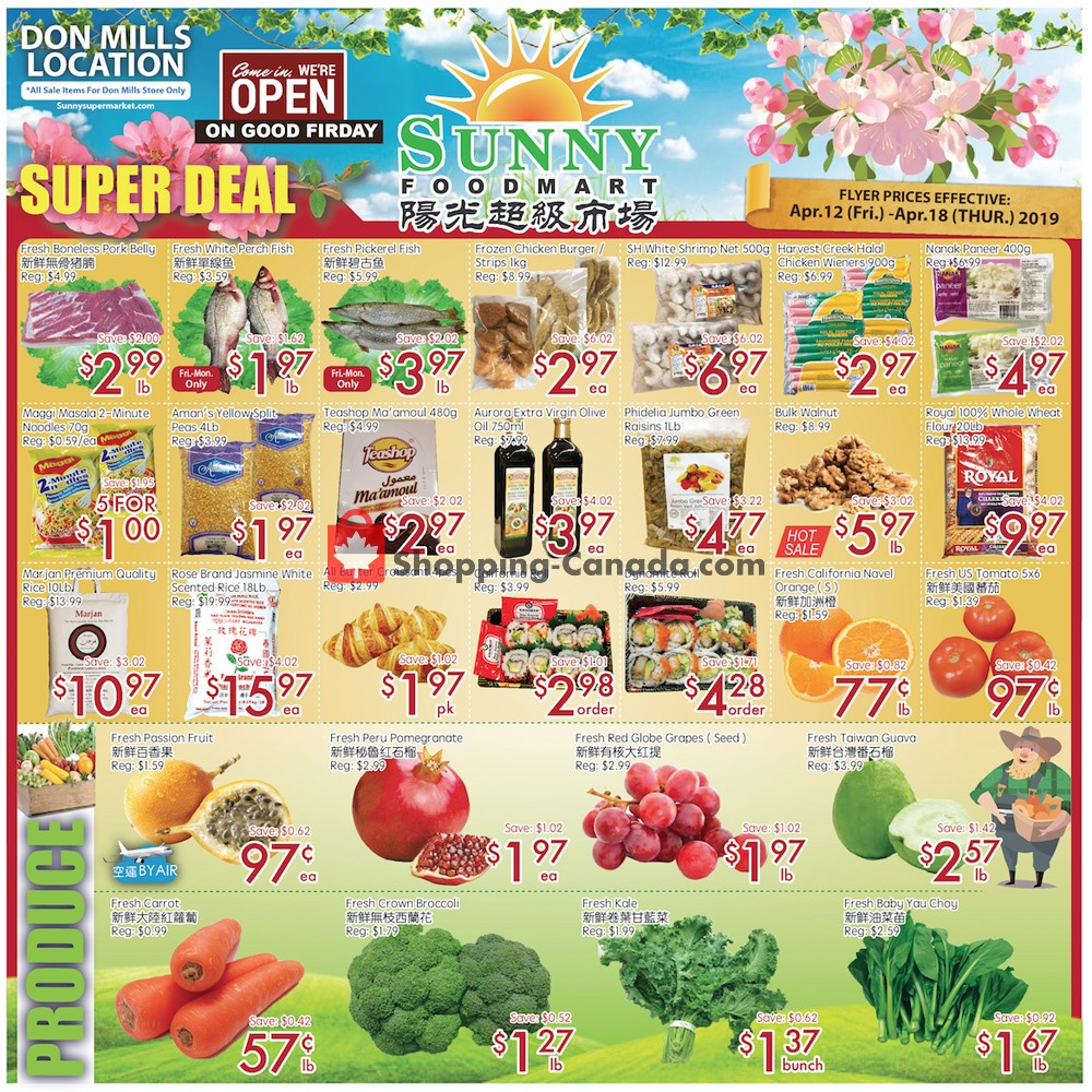 Sunny Foodmart flyer from Friday April 12, 2019 to Thursday April 18, 2019 - page 1