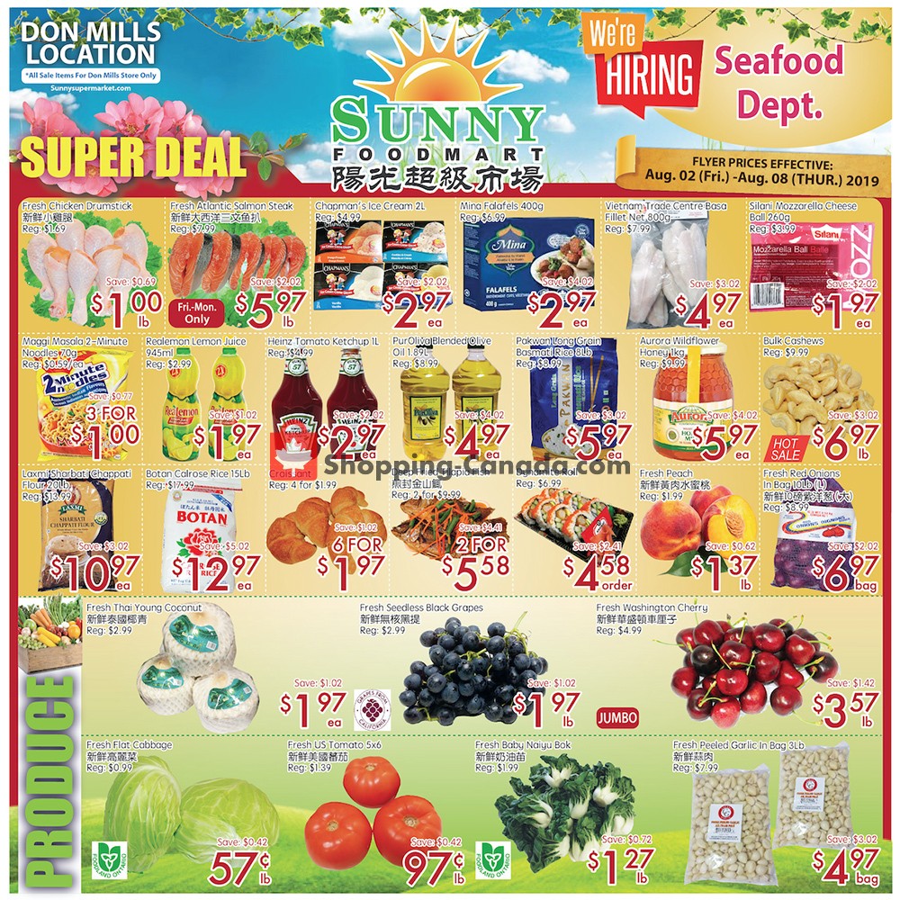 Sunny Foodmart flyer from Friday August 2, 2019 to Thursday August 8, 2019 - page 1