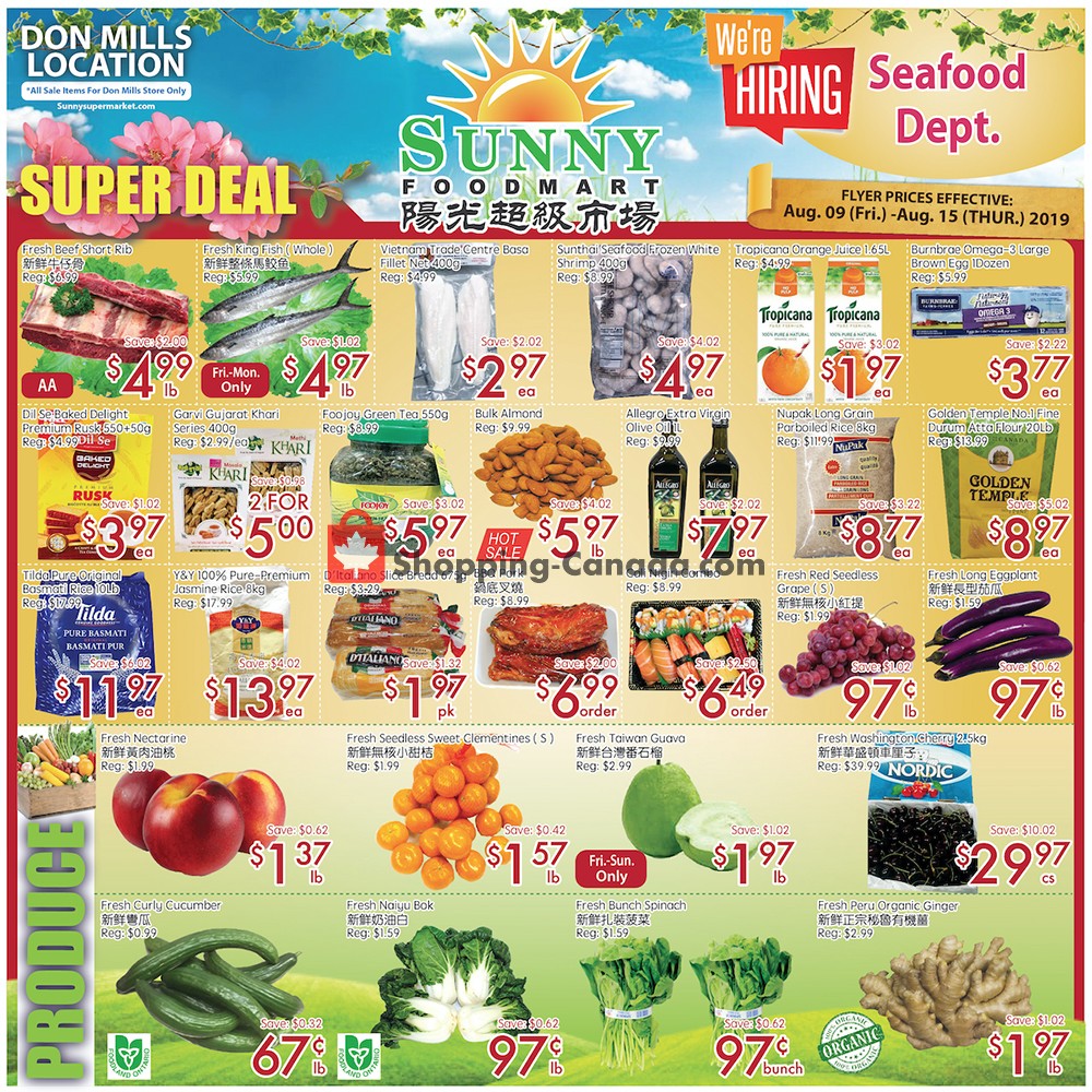 Sunny Foodmart flyer from Friday August 9, 2019 to Thursday August 15, 2019 - page 1