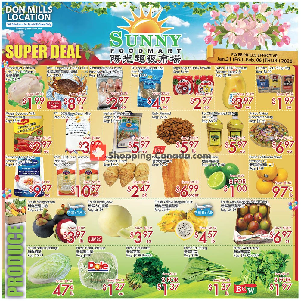 Sunny Foodmart flyer from Friday January 31, 2020 to Thursday February 6, 2020 - page 1