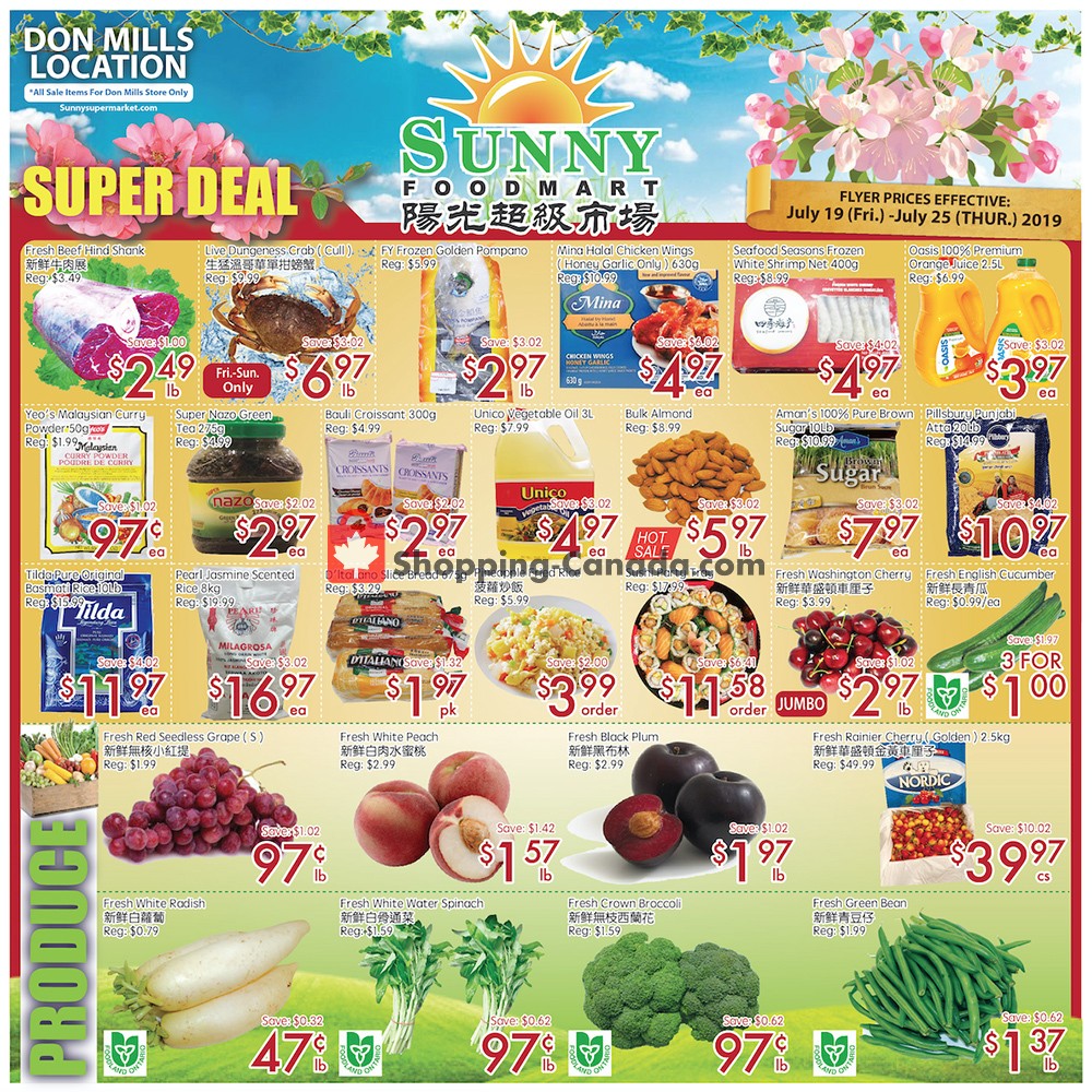 Sunny Foodmart flyer from Friday July 19, 2019 to Thursday July 25, 2019 - page 1