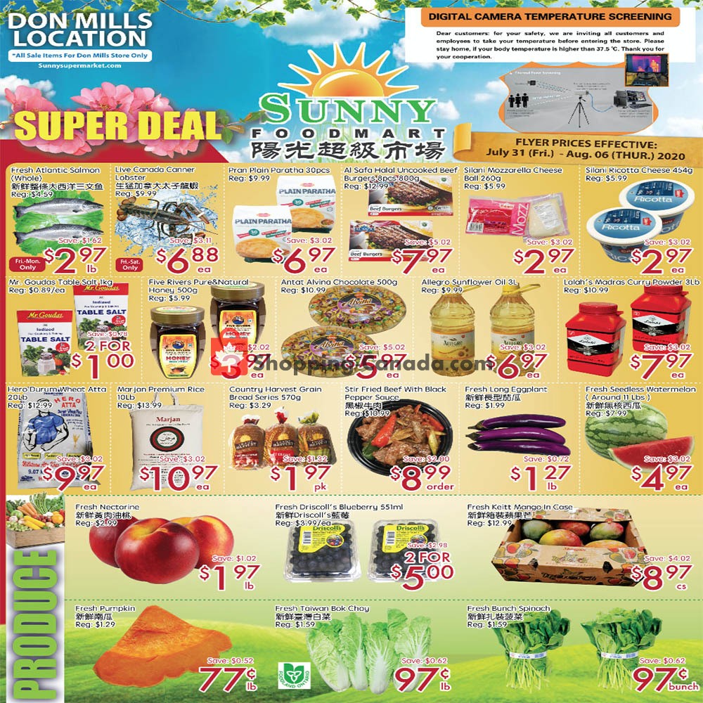 Sunny Foodmart flyer from Friday July 31, 2020 to Thursday August 6, 2020 - page 1