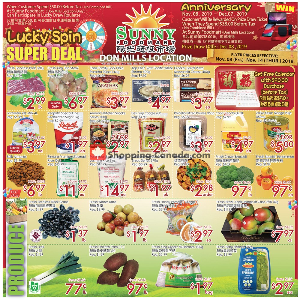 Sunny Foodmart flyer from Friday November 8, 2019 to Thursday November 14, 2019 - page 1