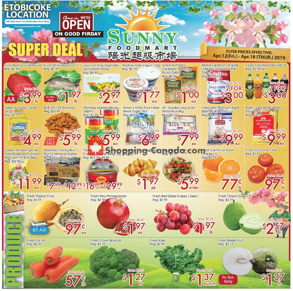 Sunny Foodmart flyer from Friday April 12, 2019 to Thursday April 18, 2019 - page 1