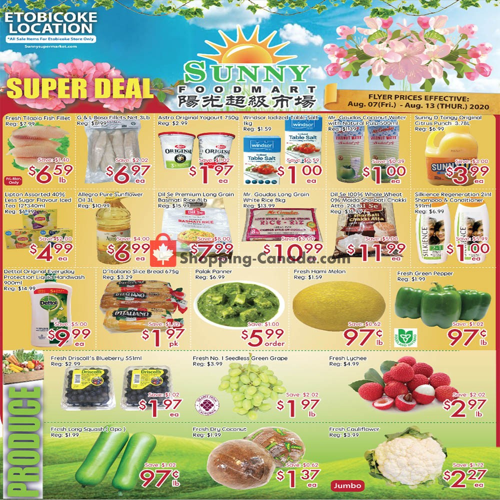 Sunny Foodmart flyer from Friday August 7, 2020 to Thursday August 13, 2020 - page 1