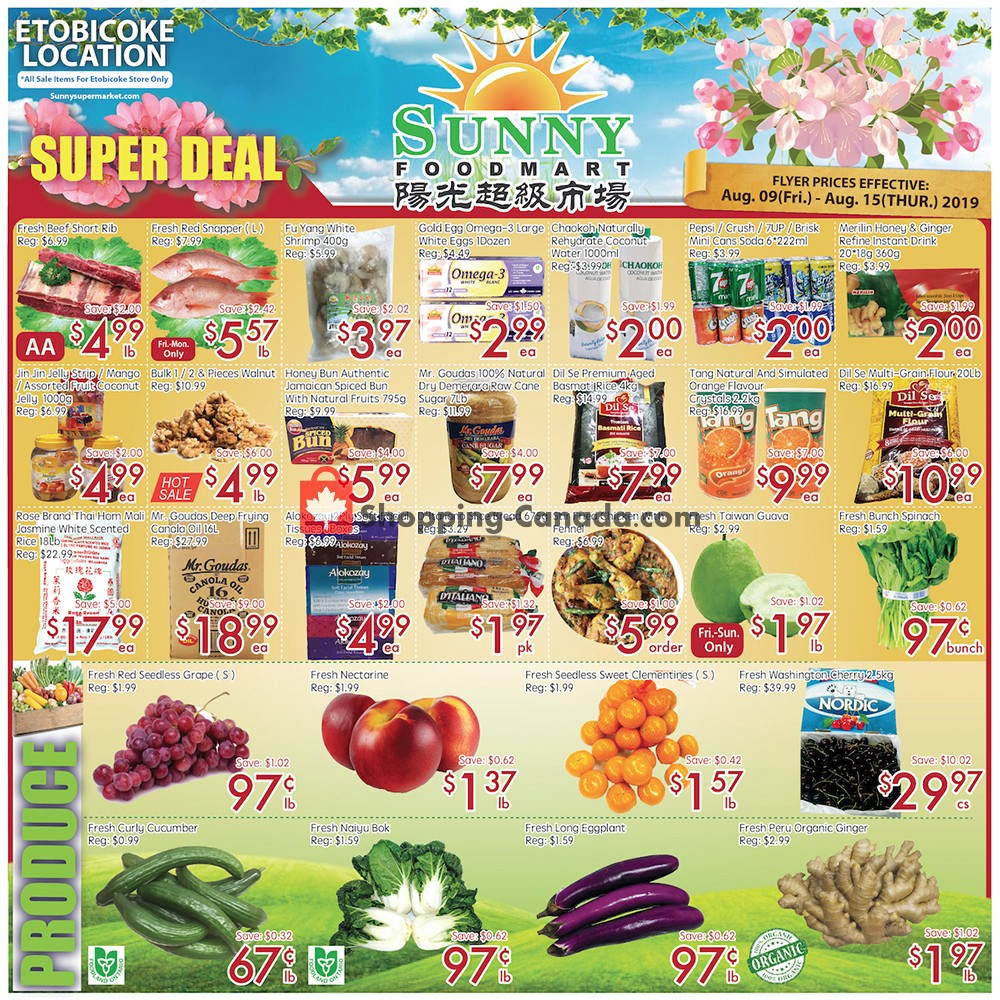Sunny Foodmart flyer from Friday August 9, 2019 to Thursday August 15, 2019 - page 1