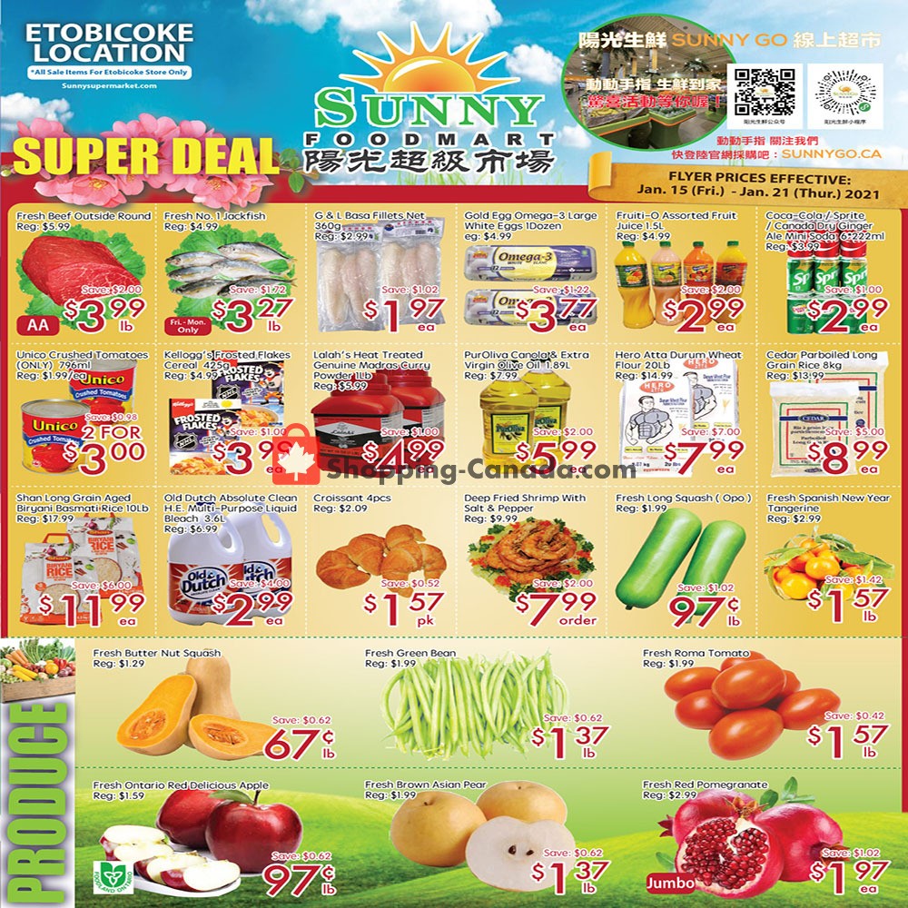 Sunny Foodmart flyer from Friday January 15, 2021 to Thursday January 21, 2021 - page 1