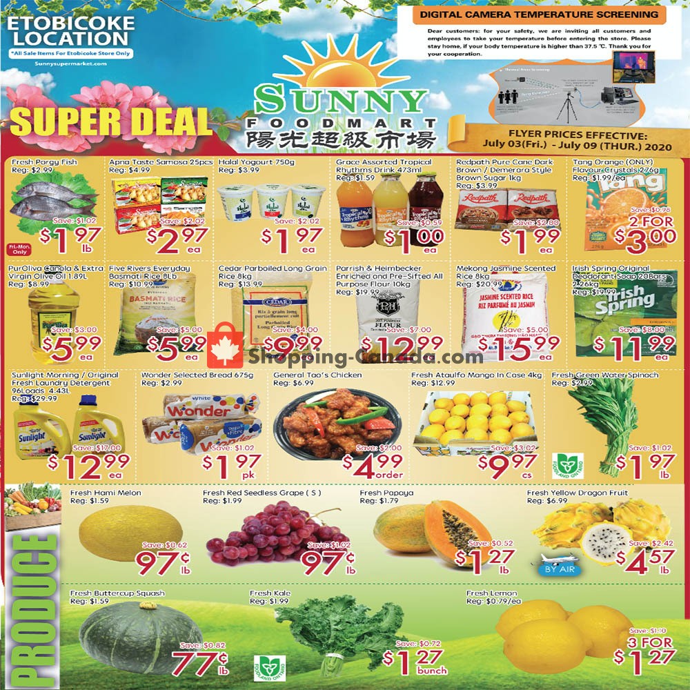 Sunny Foodmart flyer from Friday July 3, 2020 to Thursday July 9, 2020 - page 1