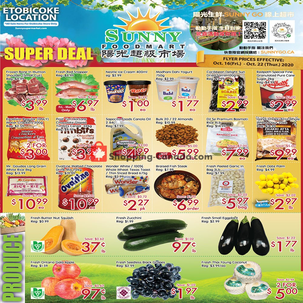 Sunny Foodmart flyer from Friday October 16, 2020 to Thursday October 22, 2020 - page 1