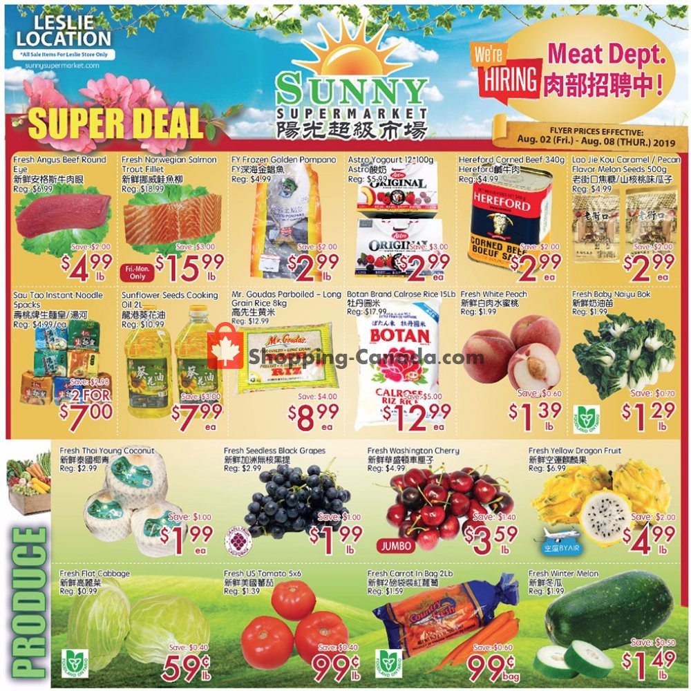 Sunny Foodmart flyer from Friday August 2, 2019 to Thursday August 8, 2019 - page 1