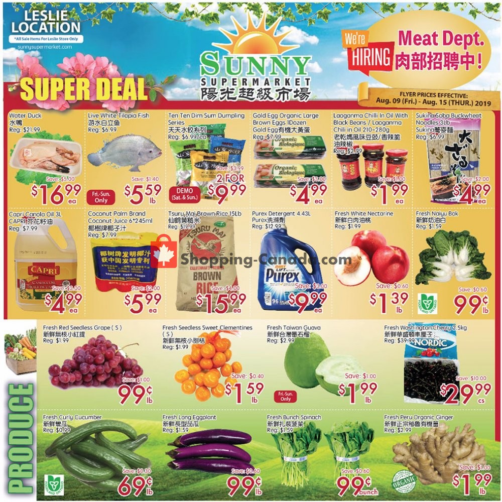 Sunny Foodmart flyer from Friday August 9, 2019 to Thursday August 15, 2019 - page 1