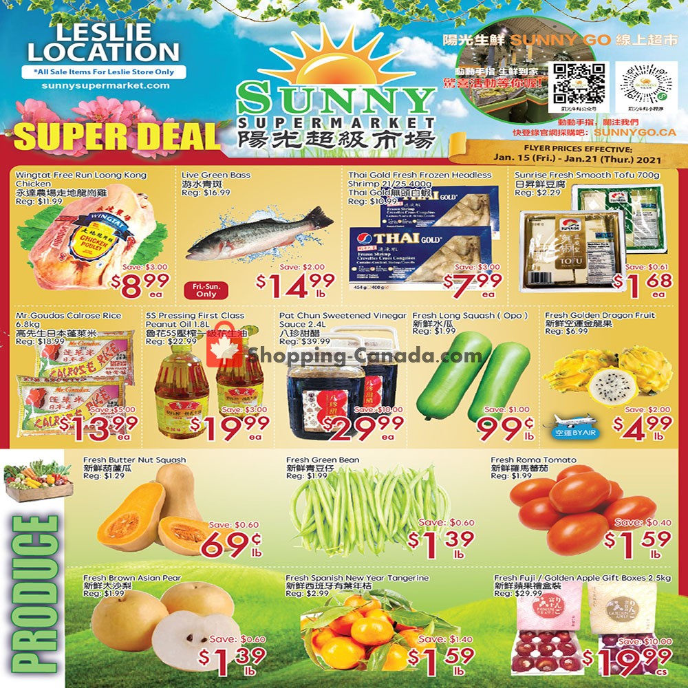 Sunny Foodmart flyer from Friday January 15, 2021 to Thursday January 21, 2021 - page 1