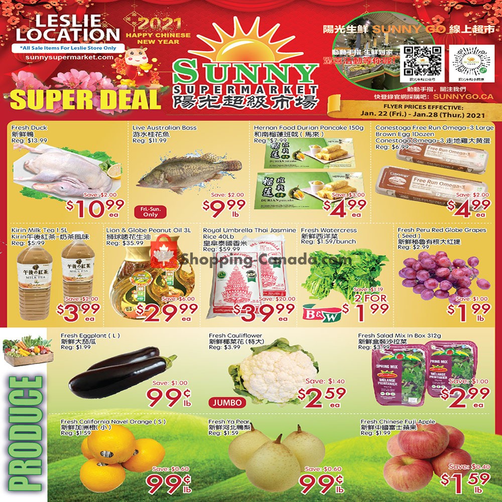 Sunny Foodmart flyer from Friday January 22, 2021 to Thursday January 28, 2021 - page 1