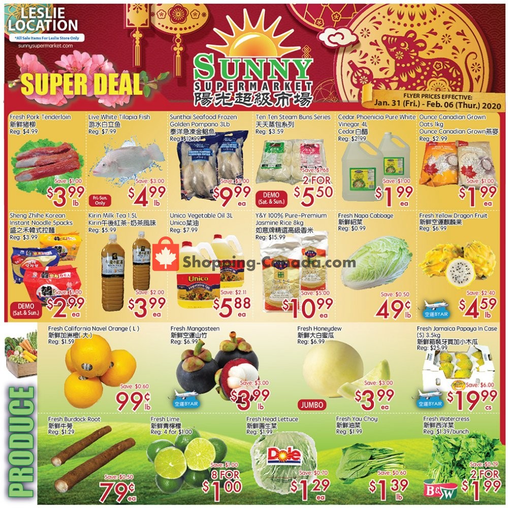 Sunny Foodmart flyer from Friday January 31, 2020 to Thursday February 6, 2020 - page 1