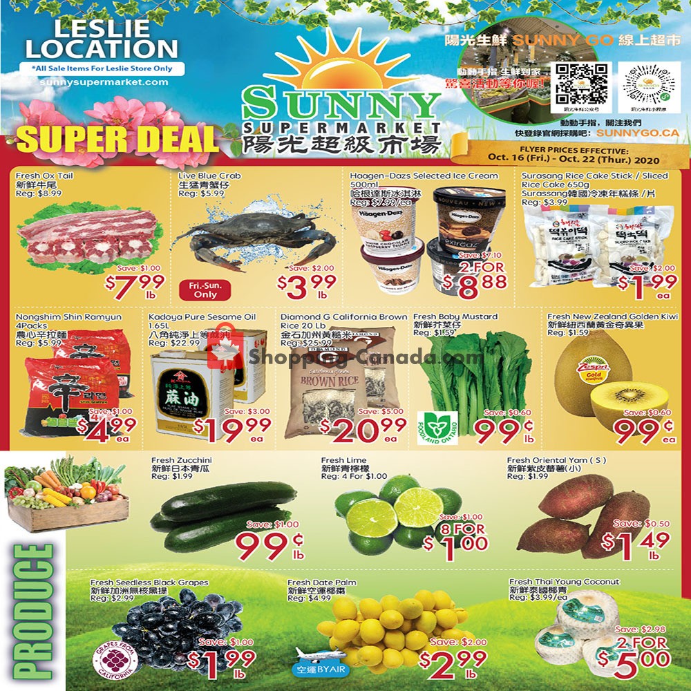 Sunny Foodmart flyer from Friday October 16, 2020 to Thursday October 22, 2020 - page 1