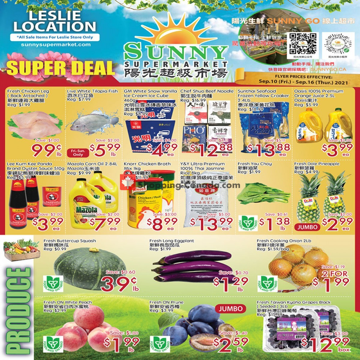 Sunny Foodmart flyer from Friday September 10, 2021 to Thursday September 16, 2021 - page 1