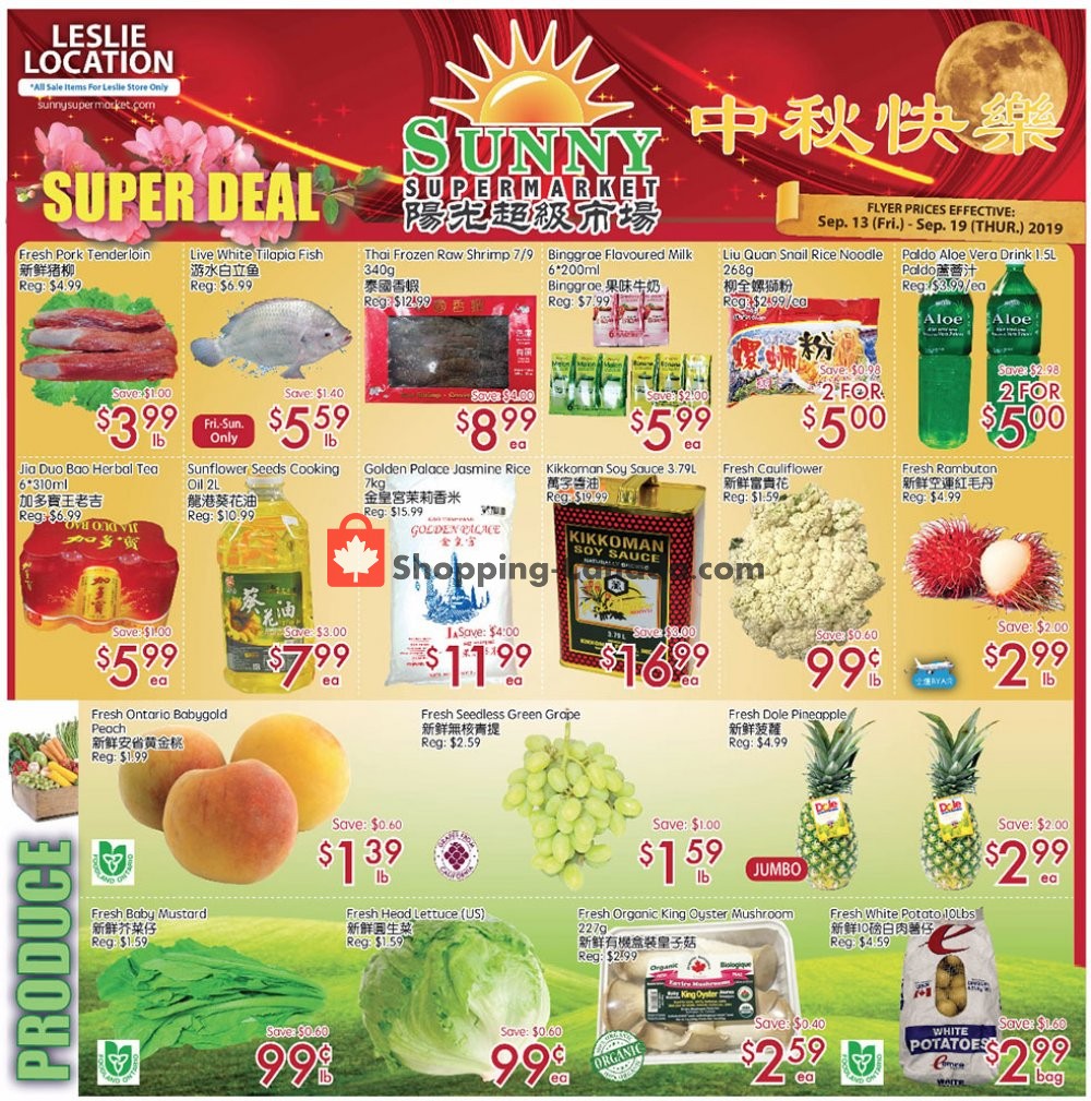 Sunny Foodmart flyer from Friday September 13, 2019 to Thursday September 19, 2019 - page 1