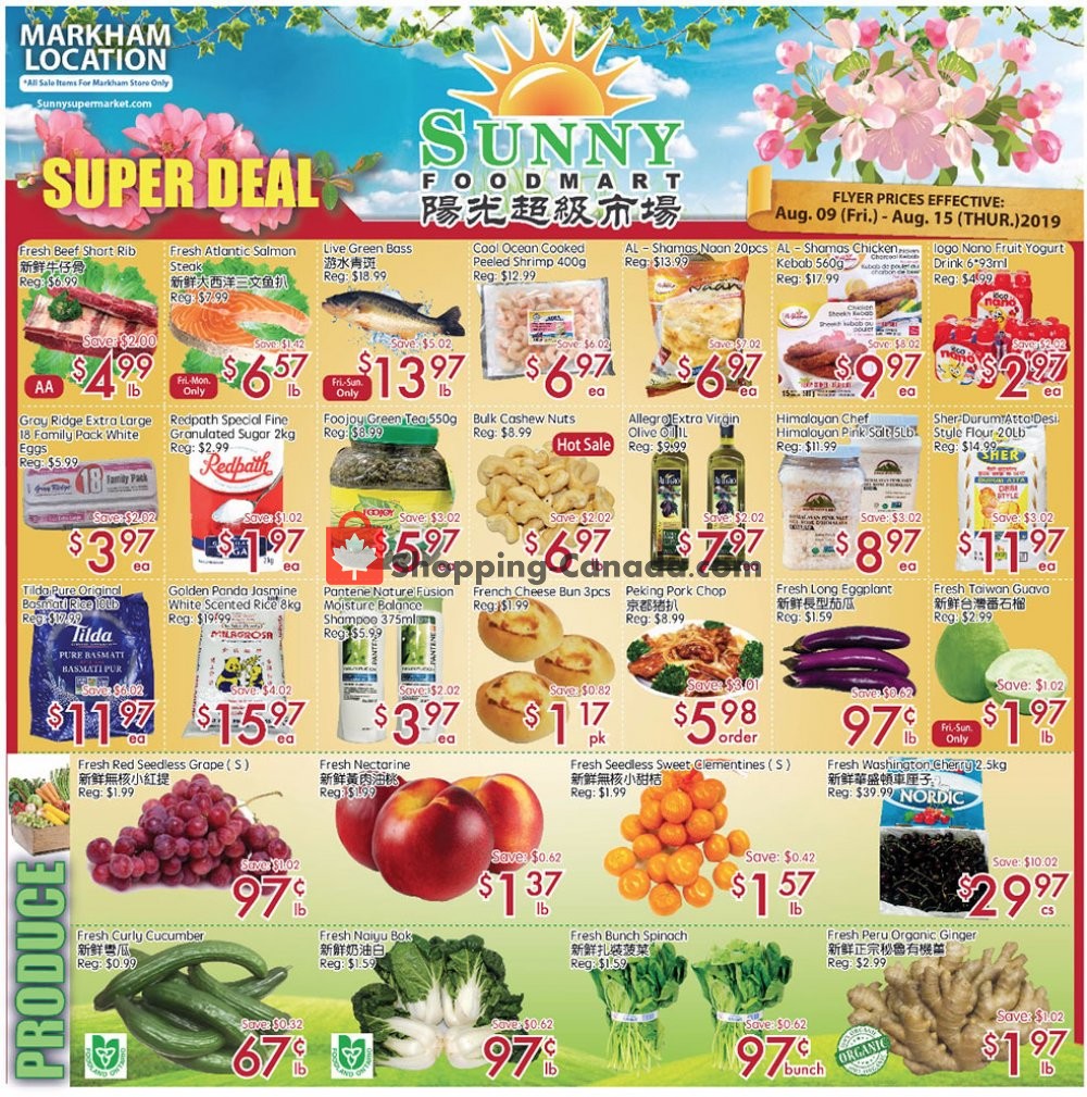 Sunny Foodmart flyer from Friday August 9, 2019 to Thursday August 15, 2019 - page 1
